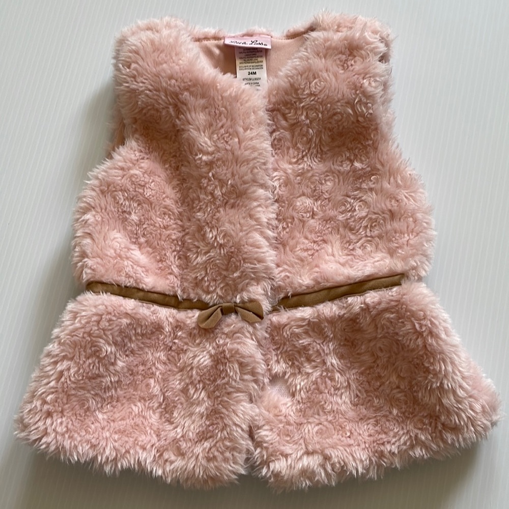 Little Lass soft light pink faux fur vest. Size 24 months
